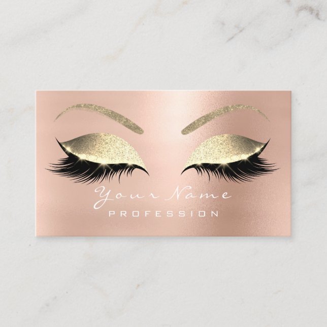 Makeup Eyes Lashes Glitzer Rose Gold Ernennung Terminkarte (Vorderseite)