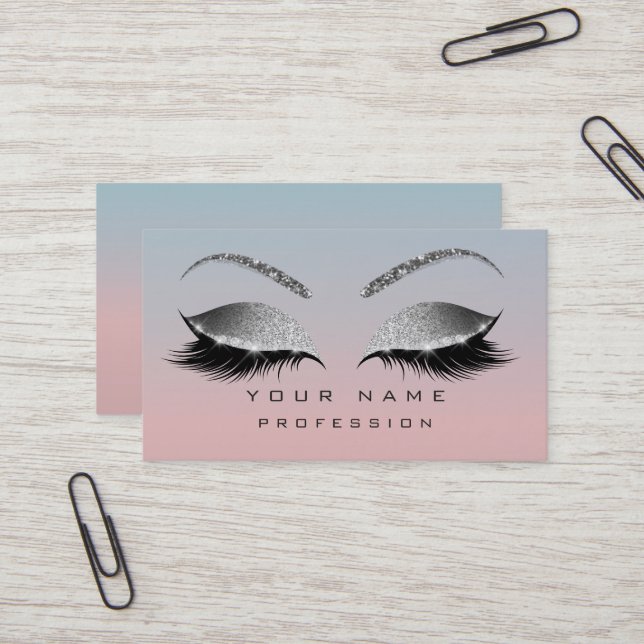 Makeup Eyes Lashes Glitzer Rose Ombre Eyebrow Visitenkarte (Vorderseite/Rückseite Beispiel)