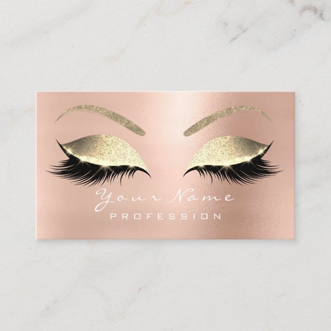 Makeup Eyes Lashes Glitzer Rose Terminkarte (Vorderseite)