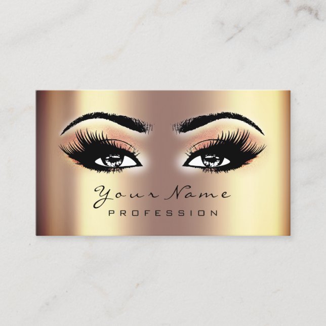 Makeup Eyes Lashes Gold Coral Terminierungskarte Terminkarte (Vorderseite)