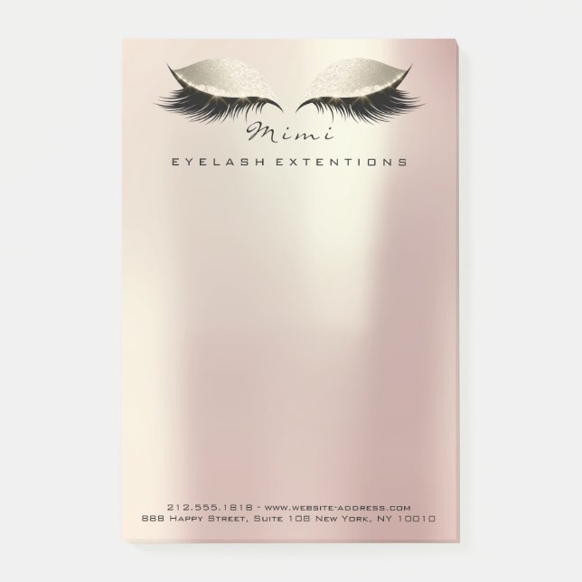 Makeup Eyes Lashes Ivory Name Web Telefonnummer Post-it Klebezettel (Vorderseite)