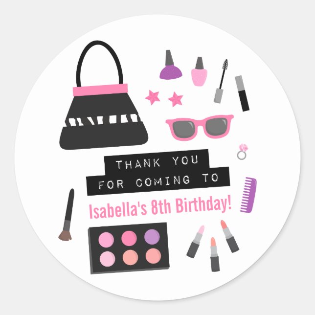 Makeup Fashion Show Birthday Party Deco Stickers (Vorderseite)