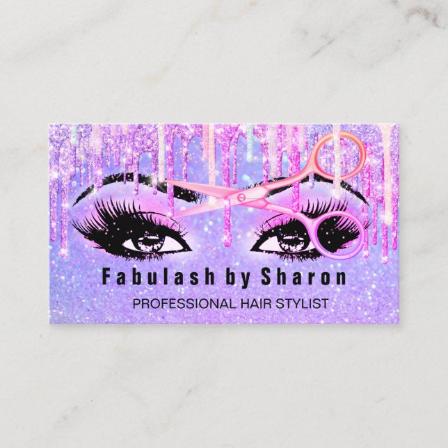 Makeup Friseur Holograph Unicorn Pink Mermaid Visitenkarte (Vorderseite)