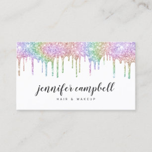 Makeup Haar holografischen Regenbogen Glitzer Trop Visitenkarte
