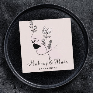 Makeup & Hair Nagelkunst Gezeichnet Gesicht Weibli Quadratische Visitenkarte