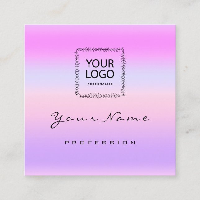 Makeup Hair Nail Logo QR CODE Pink Pastel Ombre Quadratische Visitenkarte (Vorderseite)