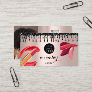 Makeup Hair Red Lipstick Silver Foto QRCode Gloss Visitenkarte