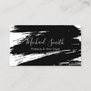 Makeup Hair Style Modern Black Brush Stroke Visitenkarte