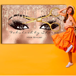 Makeup Hairs Lashes Glitzer Tropfen Scheren Rose Visitenkarte