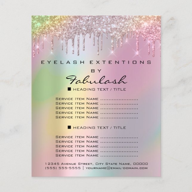 Makeup Holograph Salon Rose Glitzer Flyer Tropfen (Vorne)