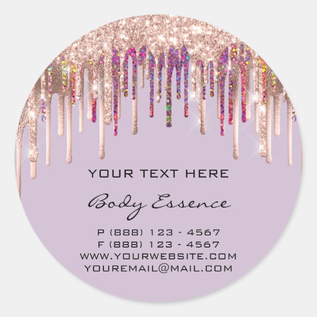 Makeup Holograph Tropfen Rose Lila Urlaub Runder Aufkleber (Vorderseite)