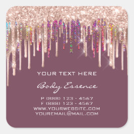 Makeup Holograph Tropfen Rose Quadratischer Aufkleber