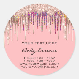 Makeup Holograph Tropfens Rose Rosa Ferien Runder Aufkleber