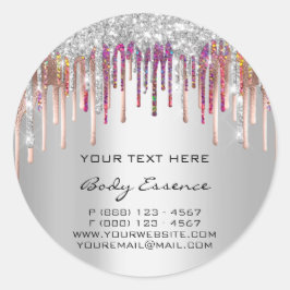 Makeup Holograph Tropfens Rose Silver Gray Holiday Runder Aufkleber