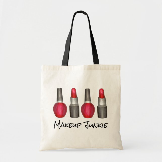 Makeup Junkie Red Lipstick Nail Polnischer Schönhe Tragetasche (Vorne)