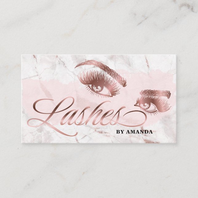 Makeup-Künstler Lash Eyebrow Lashes Marble Rose Go Visitenkarte (Vorderseite)