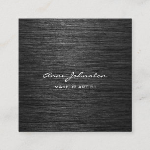 Makeup-Künstler Schwarz gebürstetes Metall Quadratische Visitenkarte