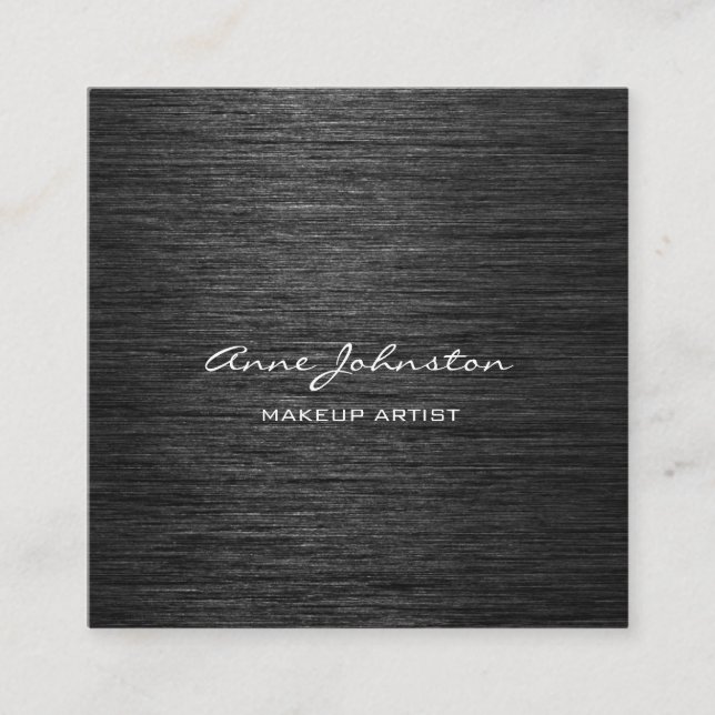Makeup-Künstler Schwarz gebürstetes Metall Quadratische Visitenkarte (Vorderseite)