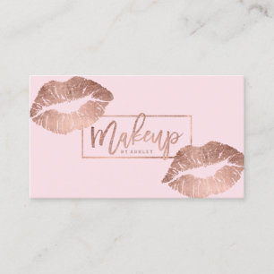 Makeup Künstler Typografie Lippen Imitat Rose Gol Visitenkarte