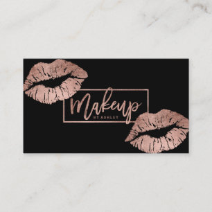 Makeup Künstler Typografie Lippen Rose Gold Visitenkarte
