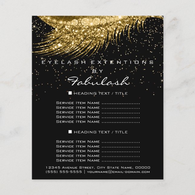 Makeup Lashes Gold Confetti Flyer 1 Seitenpreise (Vorne)