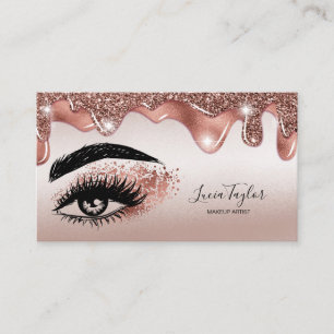 Makeup Lashes Rose Gold Glitzer Tropfen Visitenkarte
