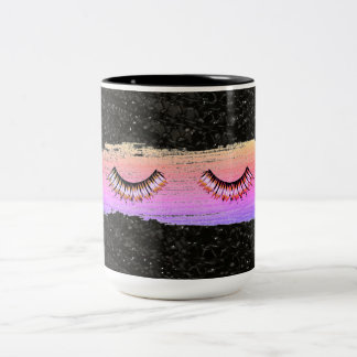 Makeup Lashes Schönheit Schwarz Mehrfarbenkaffee T Zweifarbige Tasse