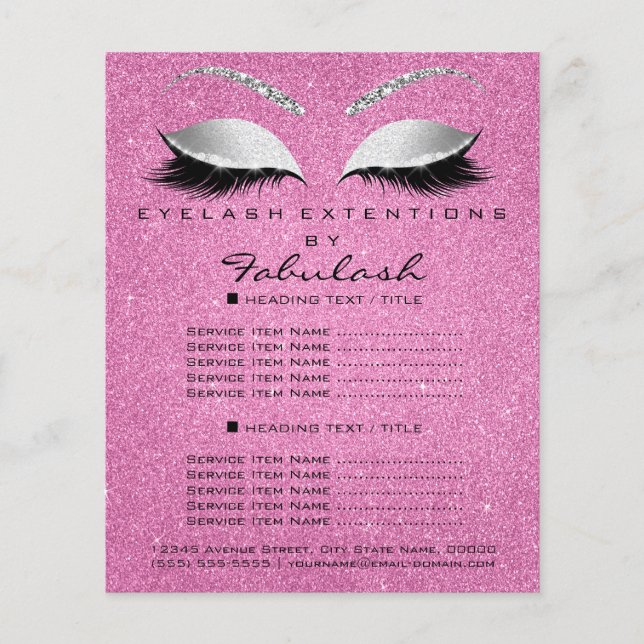 Makeup Lashes Schönheitssalon Glitzer Flyer Grau P (Vorne)