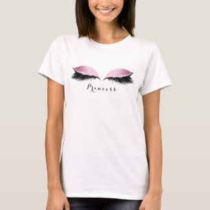 Makeup Lashes Schwarz Pink Beauty Name Princess T-Shirt
