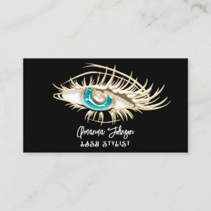 Makeup Logo Blue Schwarz-weiß Gold Eyelash Qr Code Visitenkarte