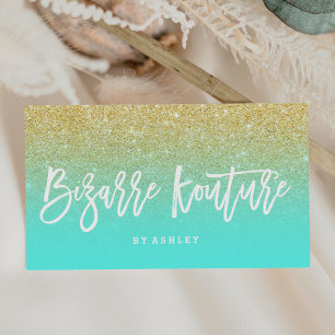 Makeup Logo-Typografie Gold Glitzer aquamarin Visitenkarte