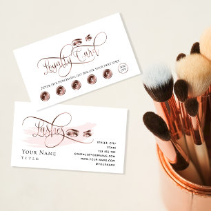 Makeup loyalty card rose gold beautiful lashes visitenkarte