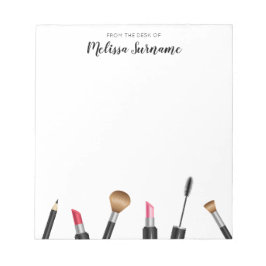 Makeup Mascara, Lipstick, Stift, Pinsel und Name Notizblock