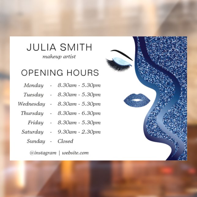 Makeup mit dunkelblauem Glitzer Fensteraufkleber (Blatt 2)