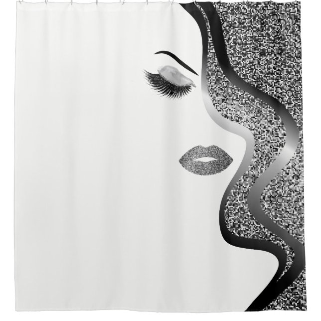 Makeup mit Glitzer-Effekt Duschvorhang (Vorderseite)