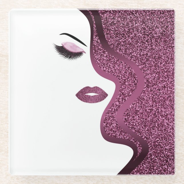 Makeup mit Glitzer-Effekt Glasuntersetzer (Vorderseite)