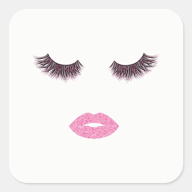 Makeup mit Glitzer-Effekt Quadratischer Aufkleber (Vorderseite)