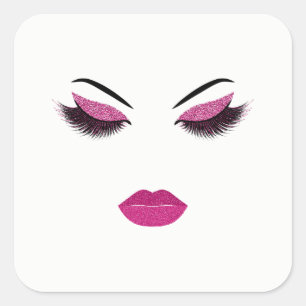 Makeup mit Glitzer-Effekt Quadratischer Aufkleber