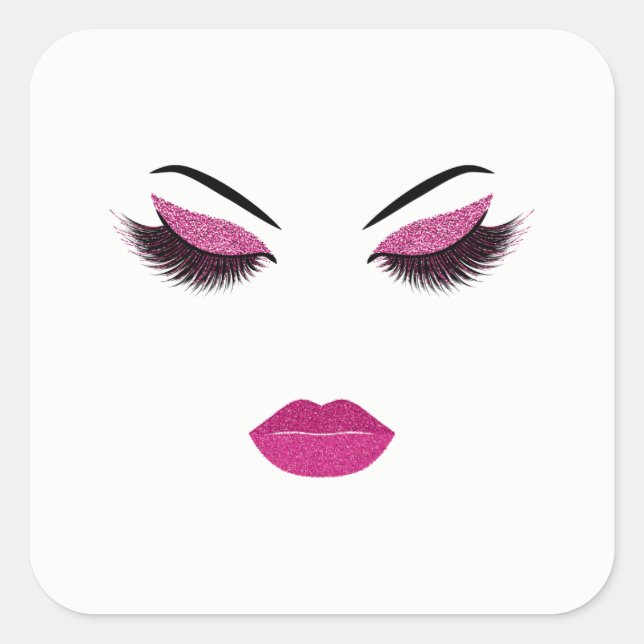 Makeup mit Glitzer-Effekt Quadratischer Aufkleber (Vorderseite)