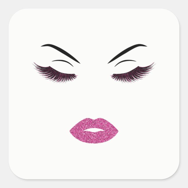 Makeup mit Glitzer-Effekt Quadratischer Aufkleber (Vorderseite)