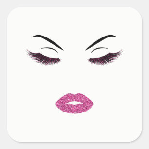 Makeup mit Glitzer-Effekt Quadratischer Aufkleber