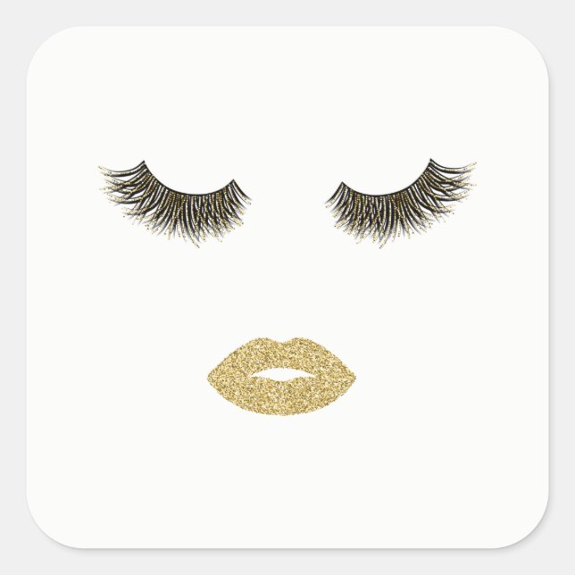 Makeup mit Glitzer-Effekt Quadratischer Aufkleber (Vorderseite)