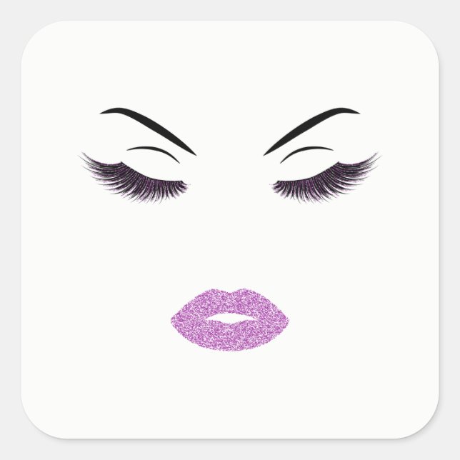 Makeup mit Glitzer-Effekt Quadratischer Aufkleber (Vorderseite)