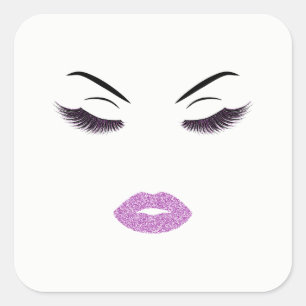 Makeup mit Glitzer-Effekt Quadratischer Aufkleber