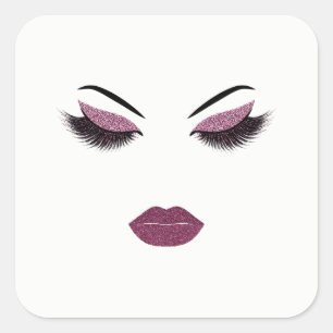 Makeup mit Glitzer-Effekt Quadratischer Aufkleber