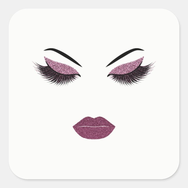 Makeup mit Glitzer-Effekt Quadratischer Aufkleber (Vorderseite)