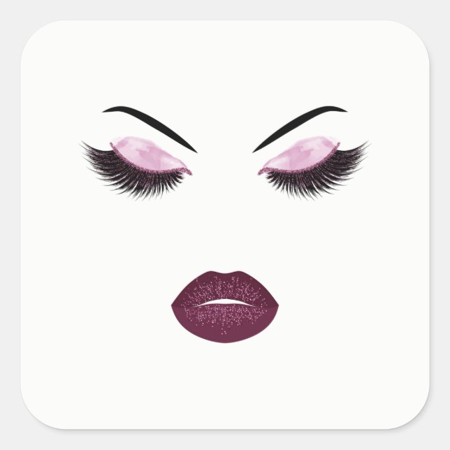 Makeup mit Glitzer-Effekt Quadratischer Aufkleber (Vorderseite)