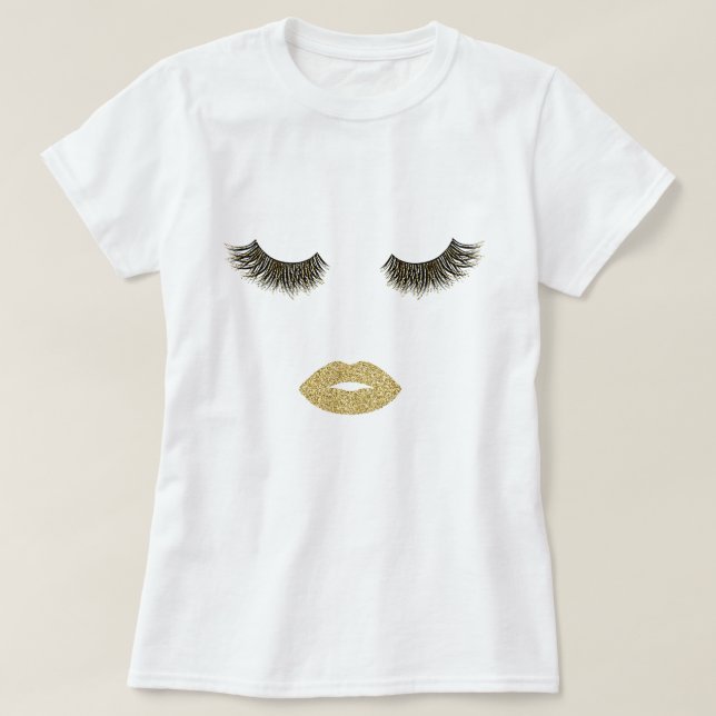 Makeup mit Glitzer-Effekt T-Shirt (Design vorne)