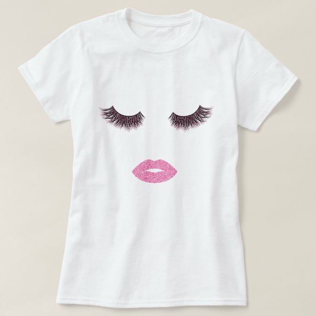 Makeup mit Glitzer-Effekt T-Shirt (Design vorne)