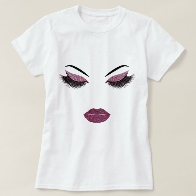 Makeup mit Glitzer-Effekt T-Shirt (Design vorne)